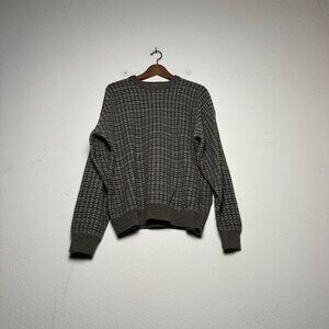 VTG Geoffrey Beene Sweater Men XL Brown Cottage Gorp Fall Crewneck Plaid Knit